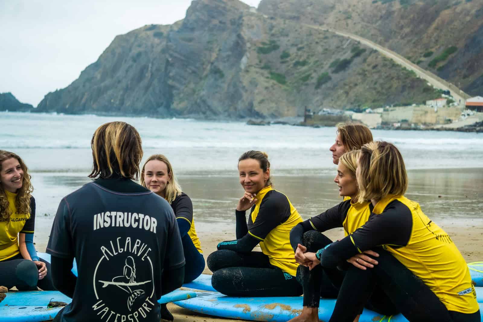 Happy Surfing camp group in Lagos, Portugal